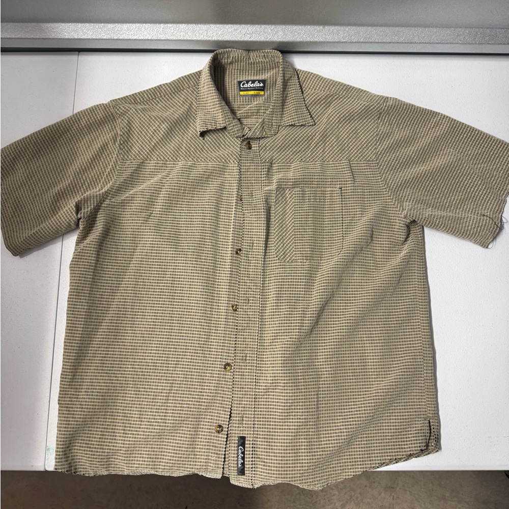 Cabela's Men's Tan Checkered Button-Down Shirt